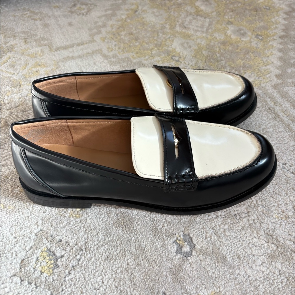 Madewell Black and White Porto Penny Loafers Size 9 - Picture 5 of 11